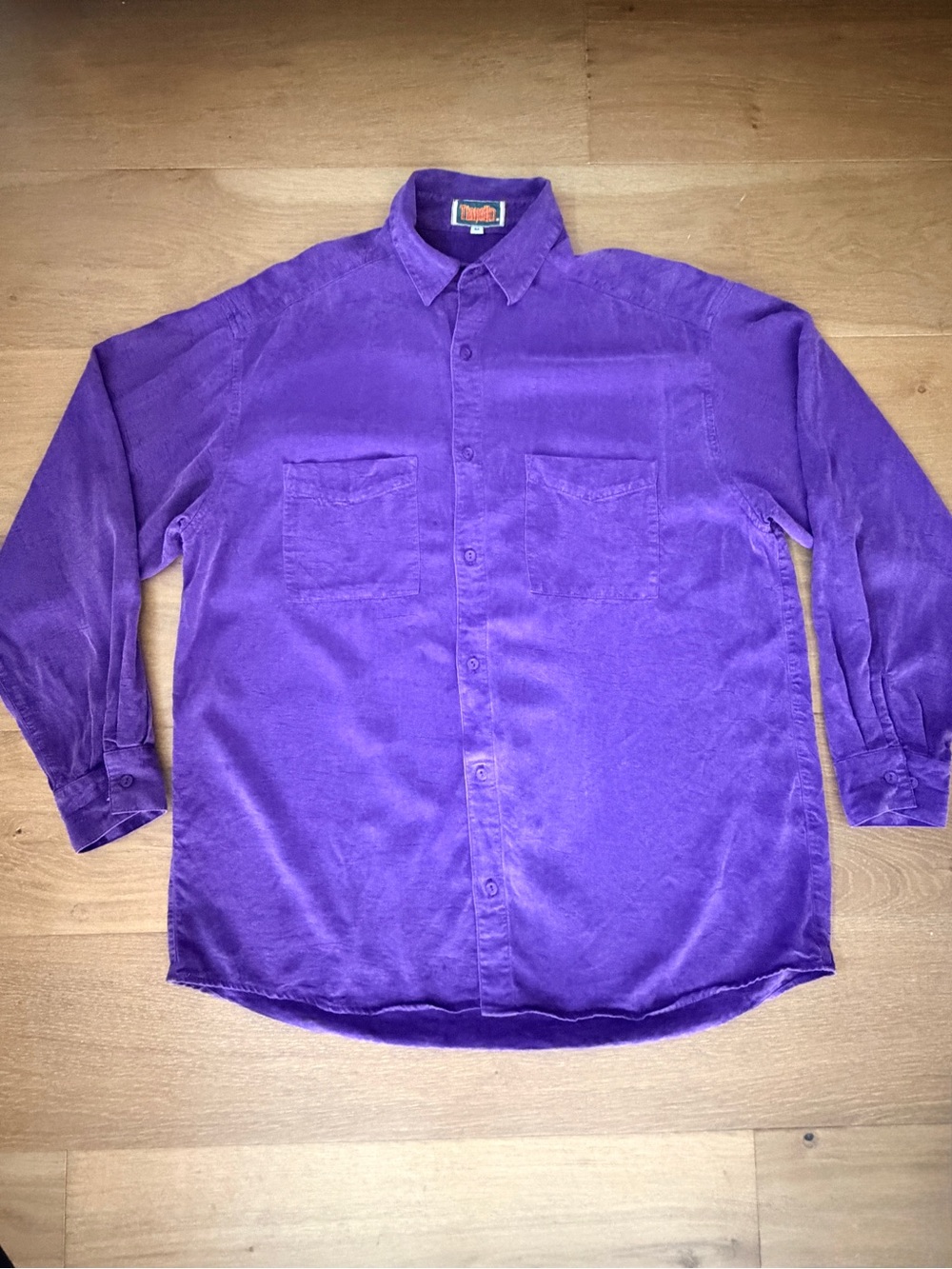 Vintage 90s Tianello Best Damn Shirt Purple 100% Tencel Silky Big Shirt Mens M